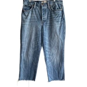 Madewell Stovepipe Cropped Raw Hem Button Fly Denim Jeans Size 31